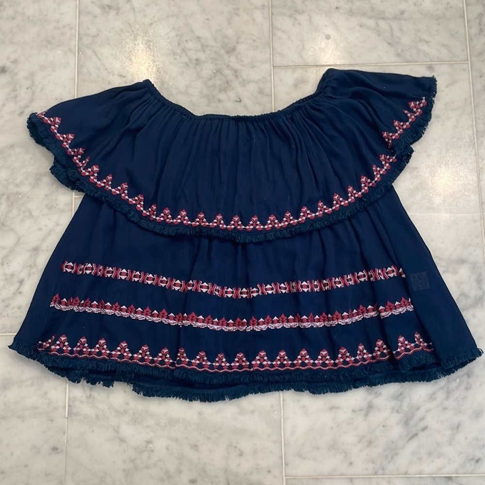 Piper by Townsen Off The Shoulder Embroidered Blouse XS